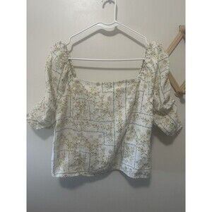 Joie White and Green Floral Blouse
